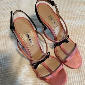 Miu Miu Black and pink satin sandals